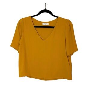 Aritzia Babaton Murphy Short Sleeve Blouse- Mustard Yellow- Small